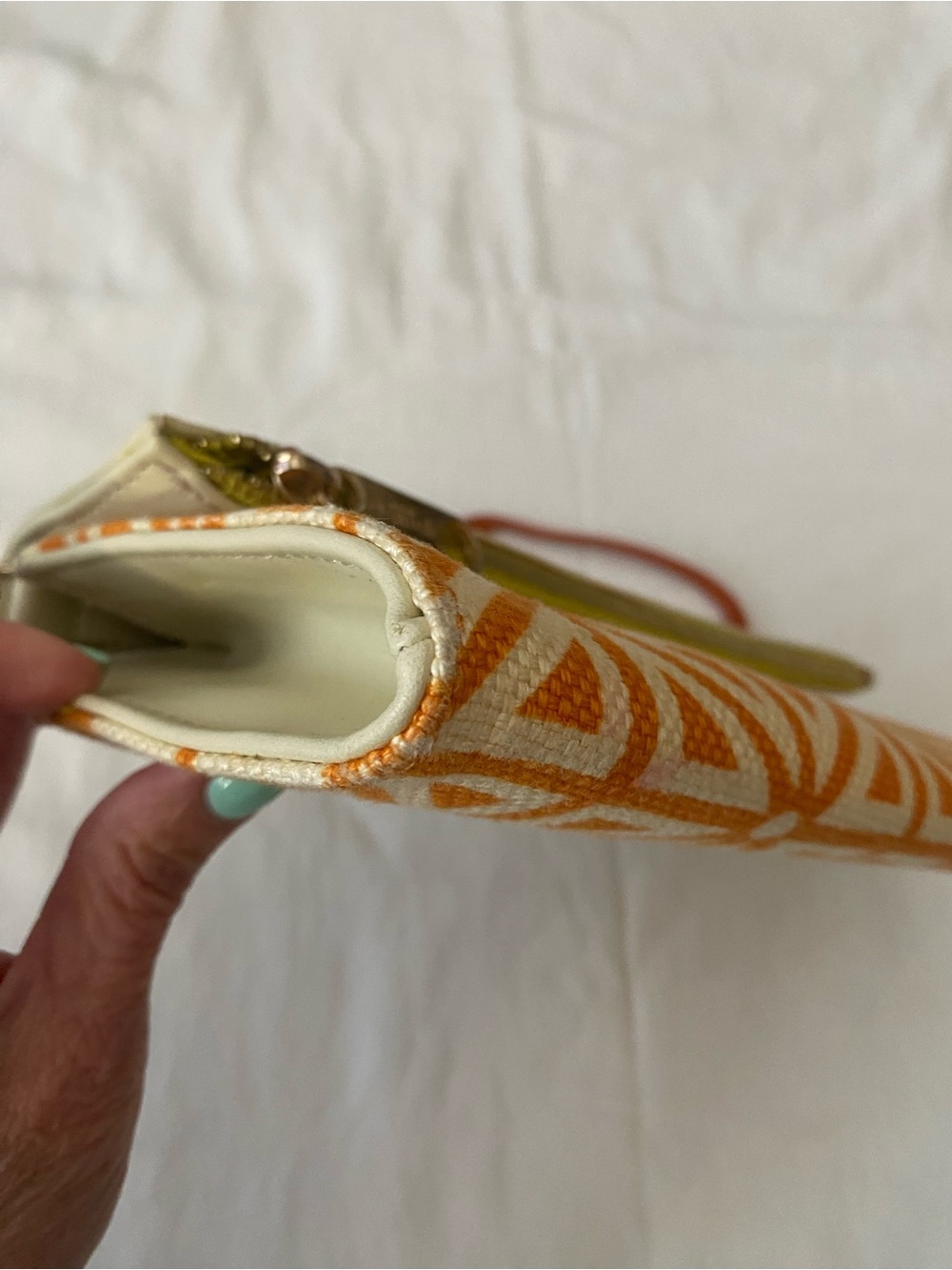Spartina 449 Cream and Orange Geometric Wristlet - Picture 4 of 16
